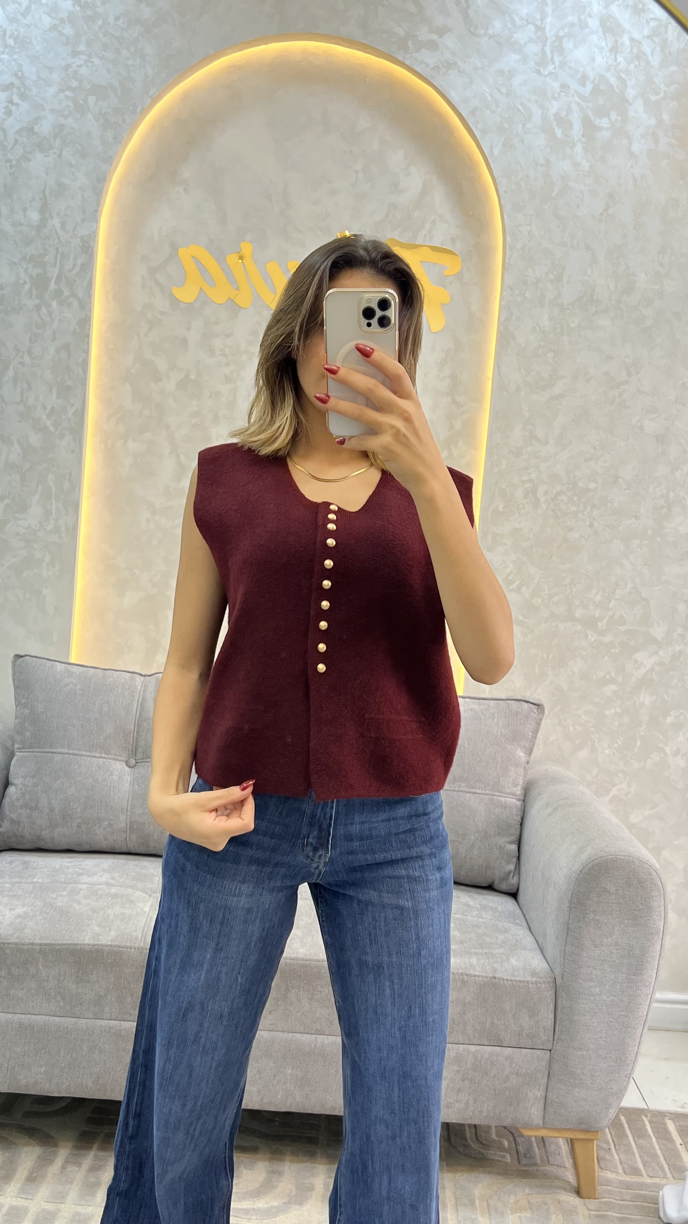 Cardigan bouton Doré