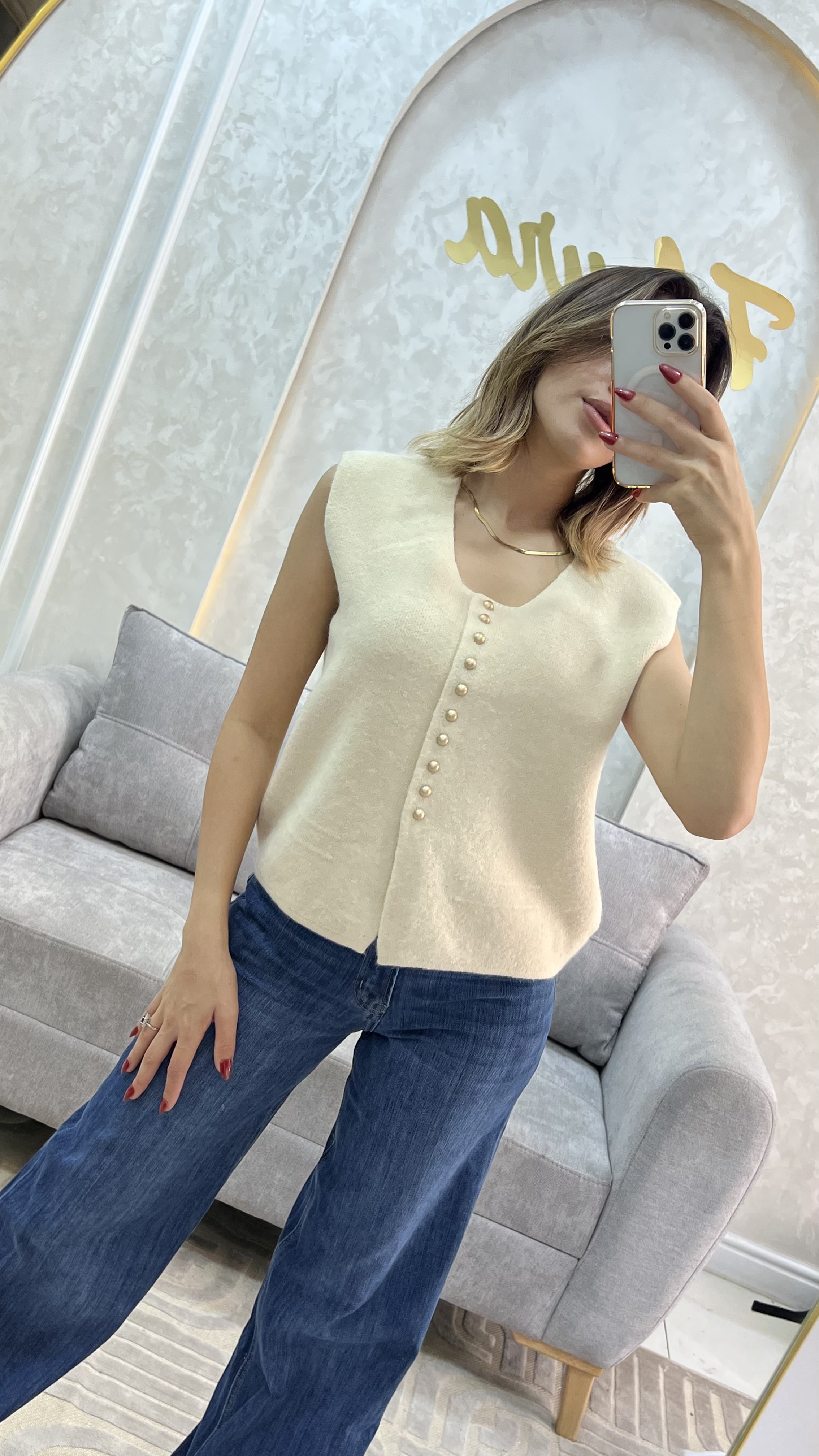 Cardigan bouton Doré