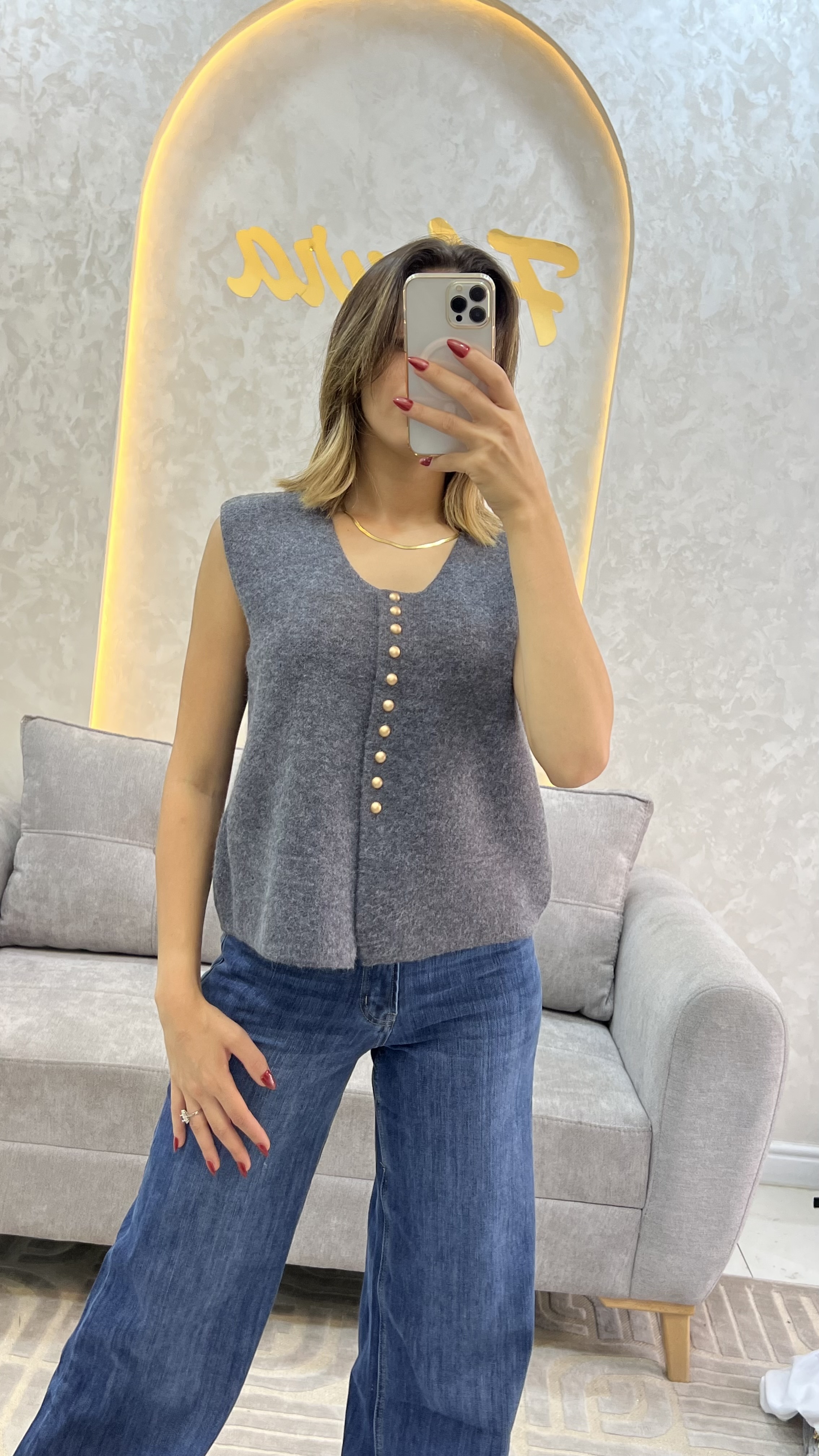 Cardigan bouton Doré