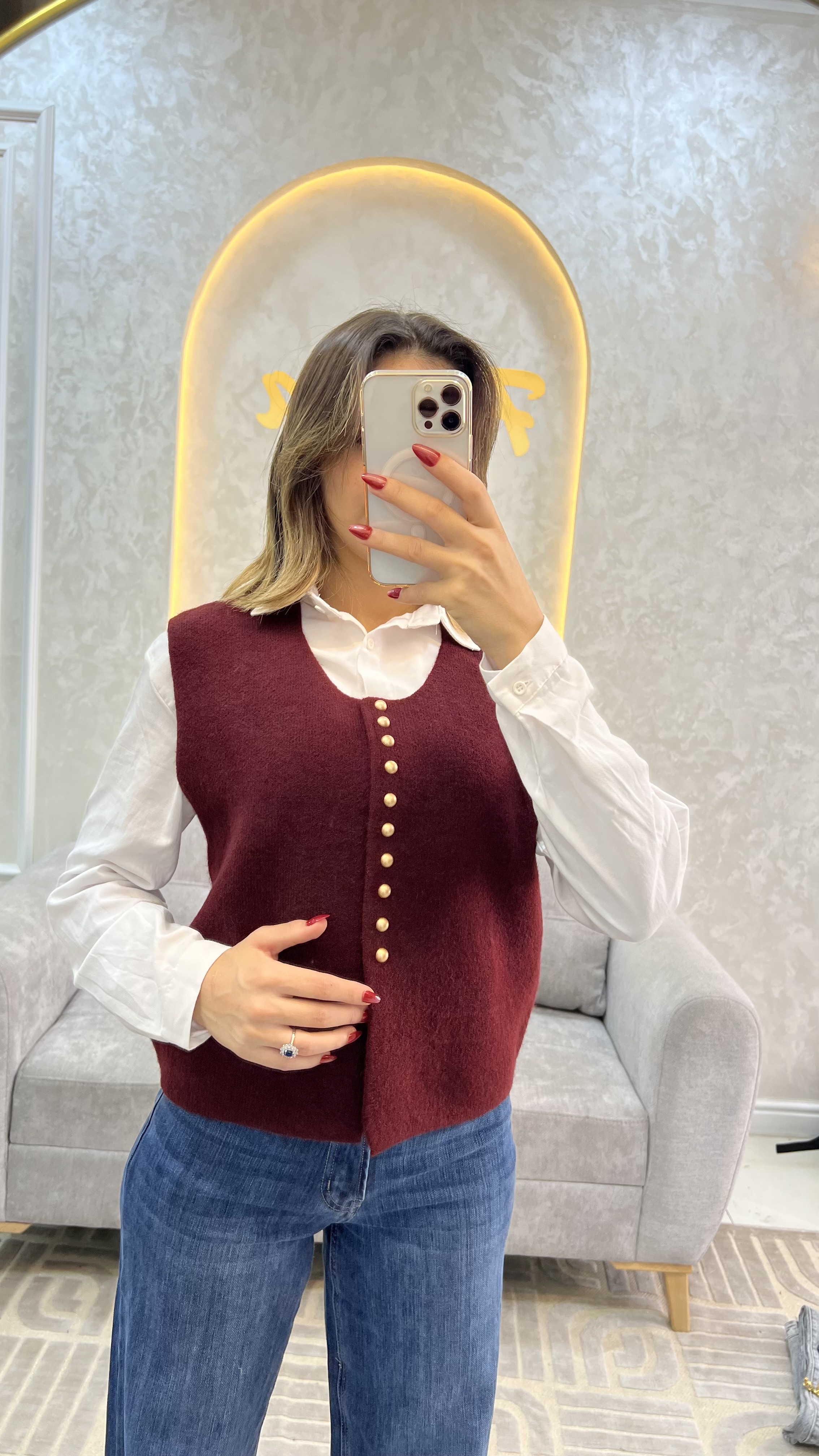 Cardigan bouton Doré