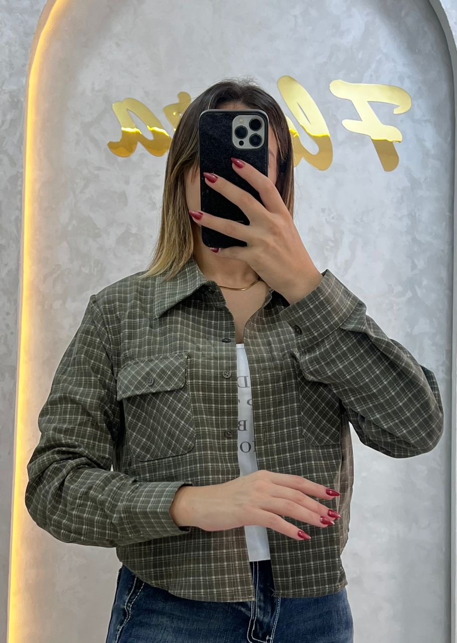 Chemise crop à carreaux