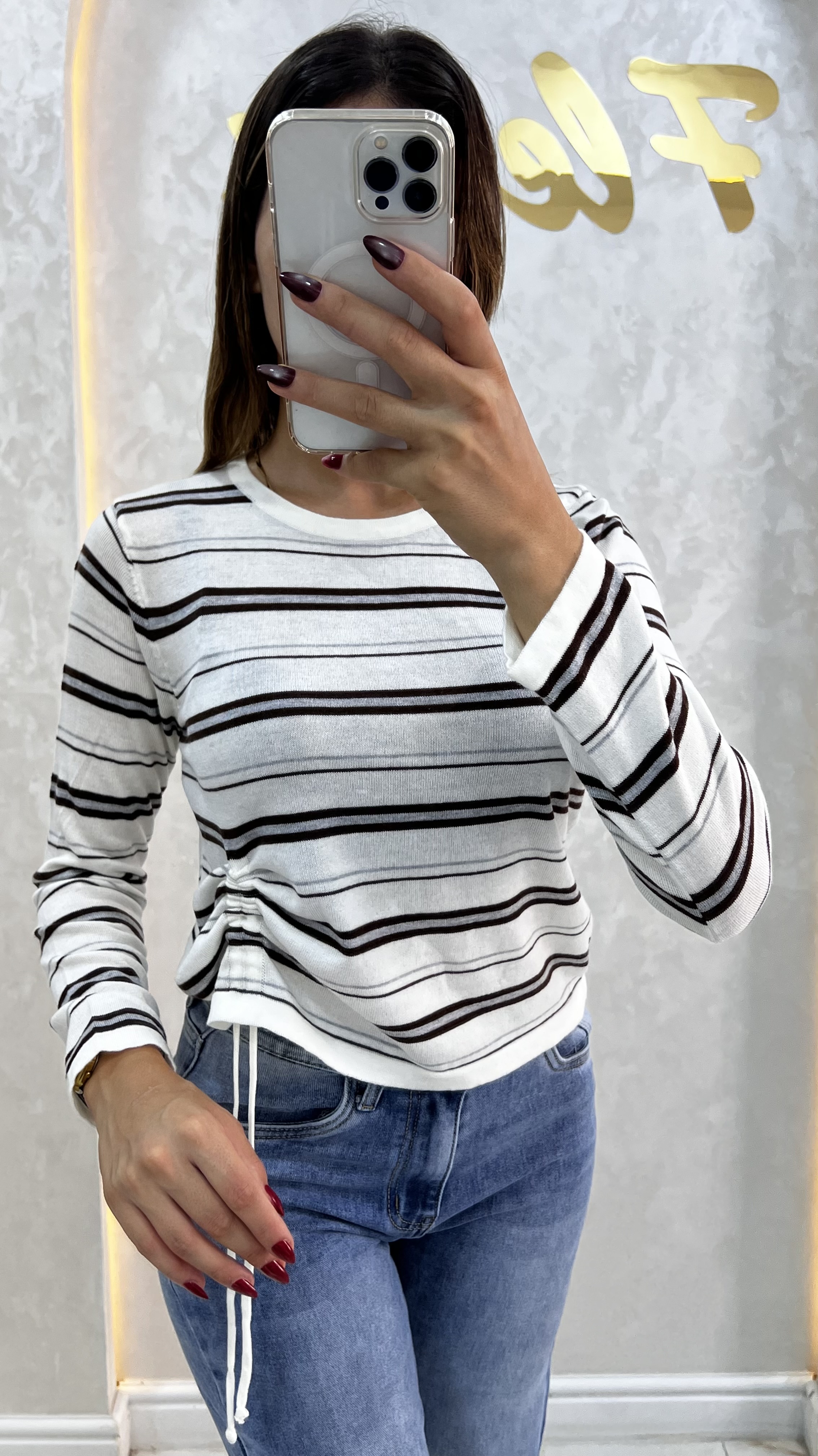 Pull rayé à manches longues
