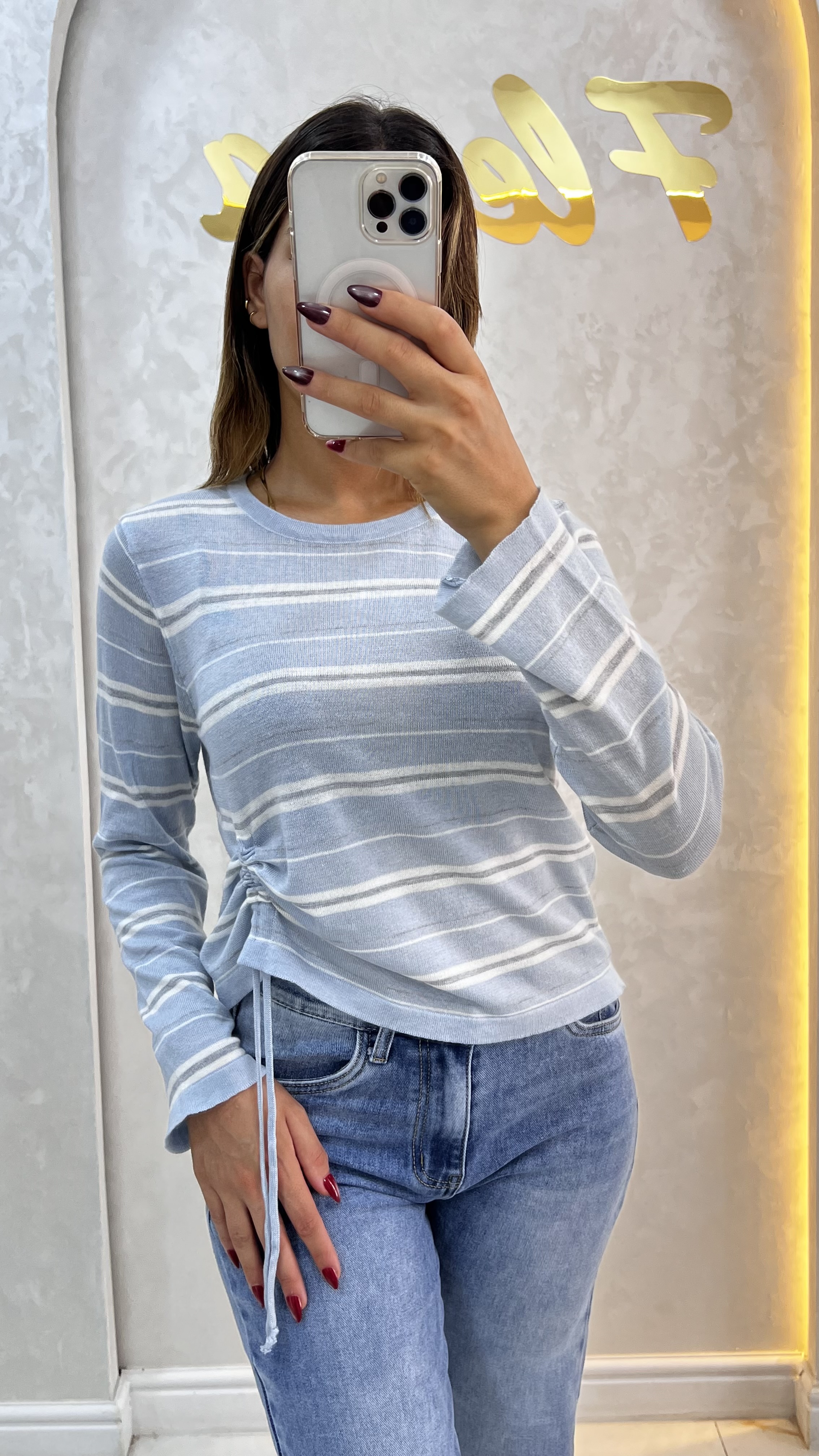 Pull rayé à manches longues