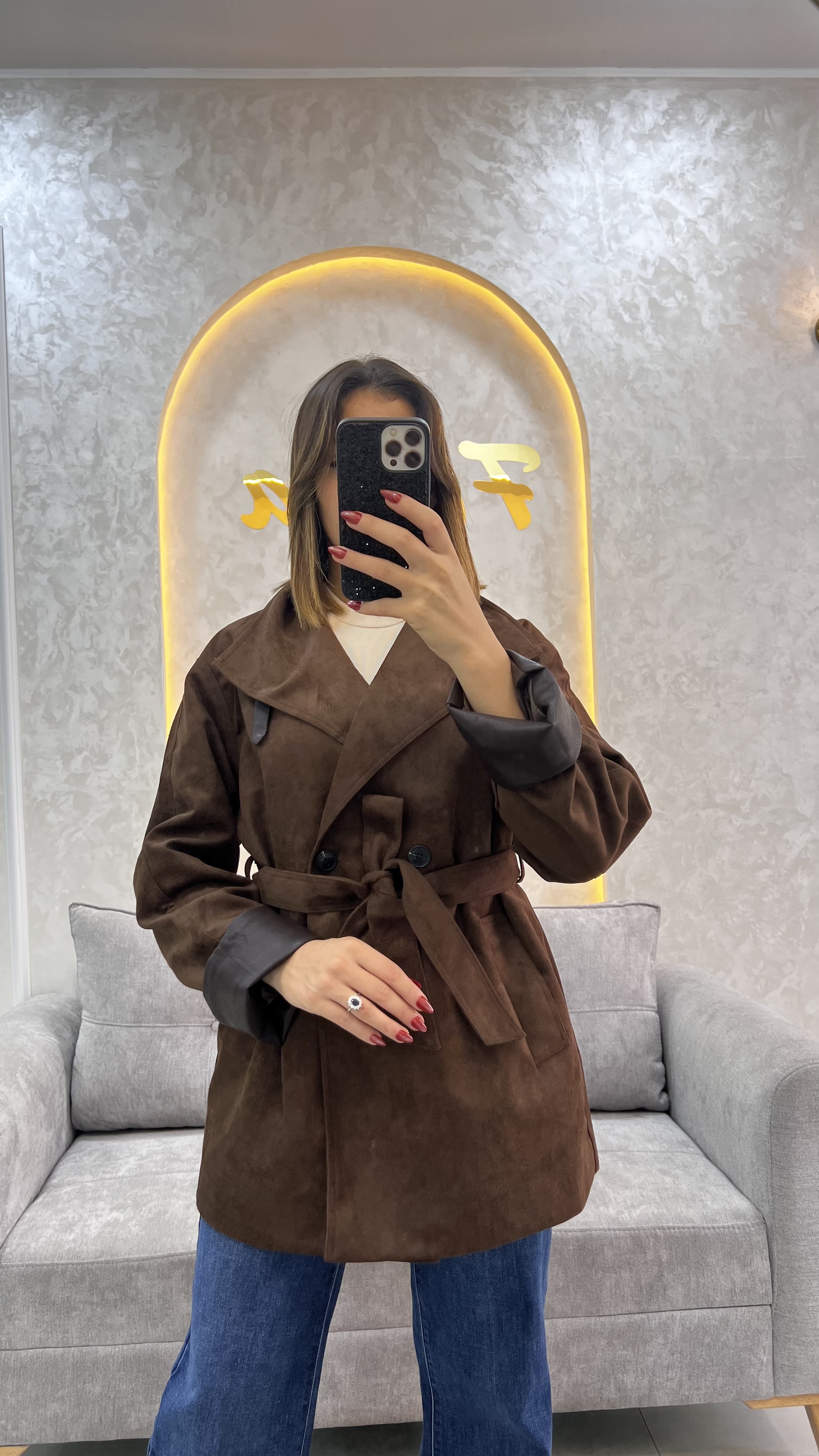 Short Suede Trench
