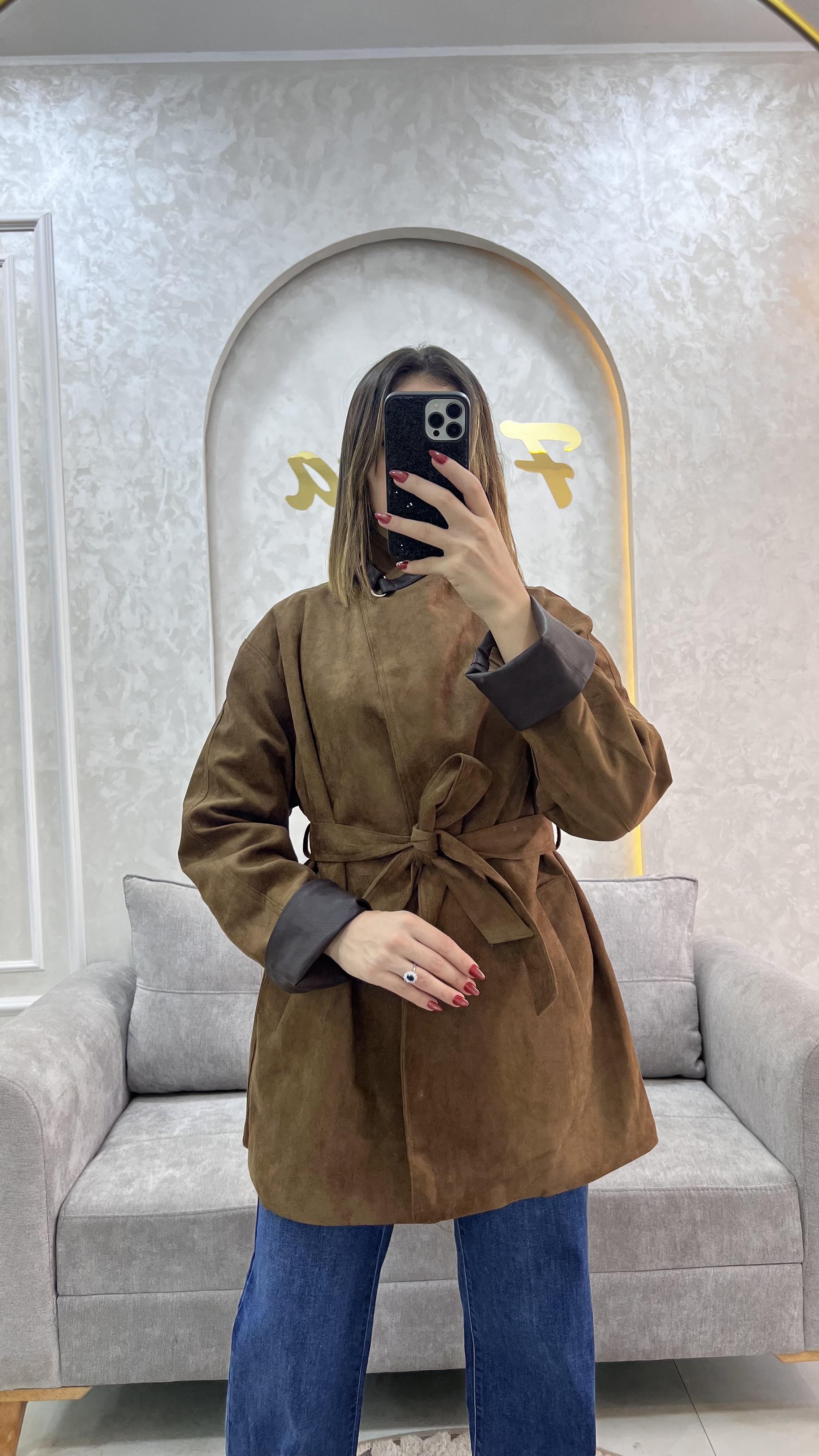 Short Suede Trench