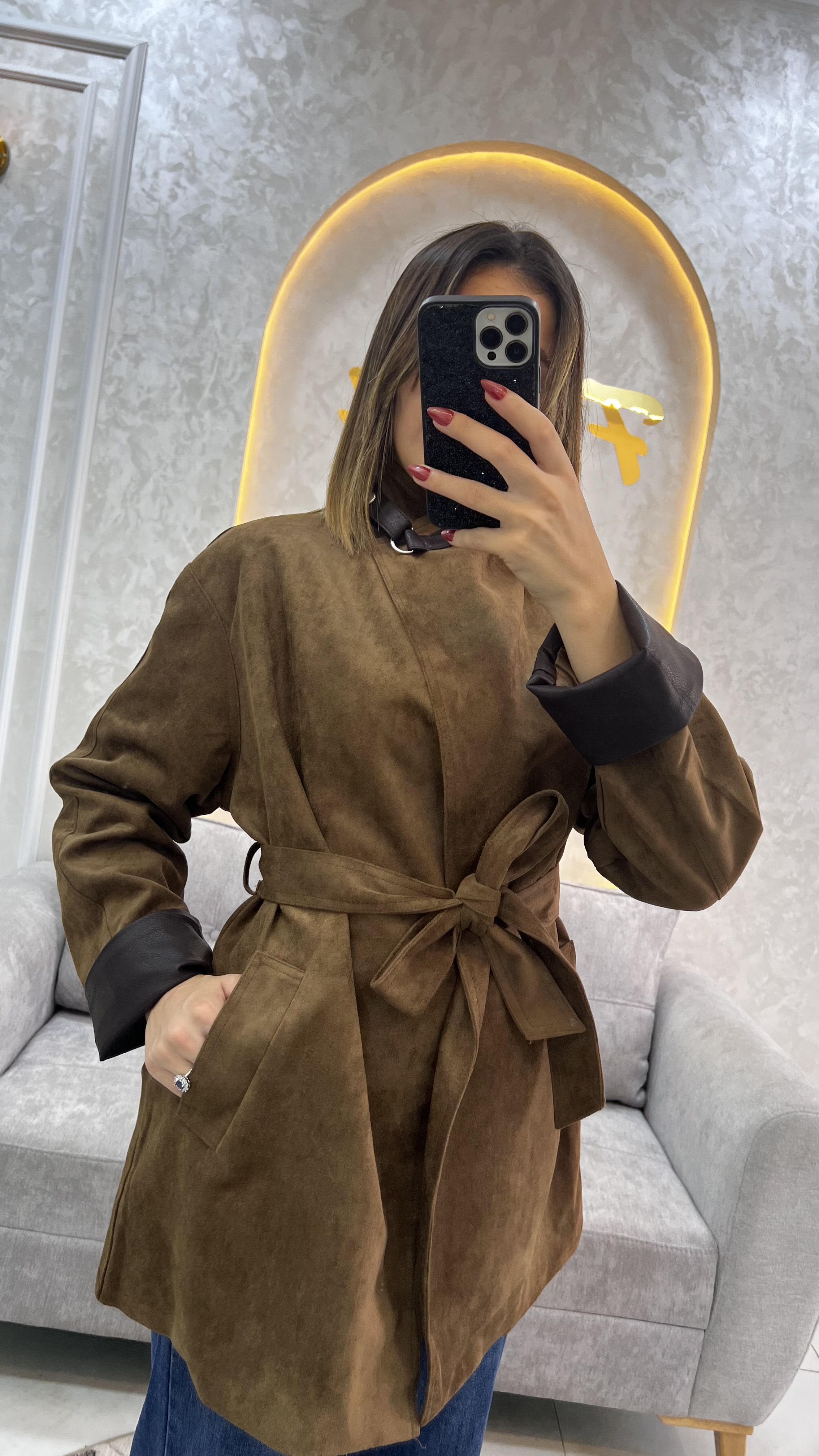 Short Suede Trench