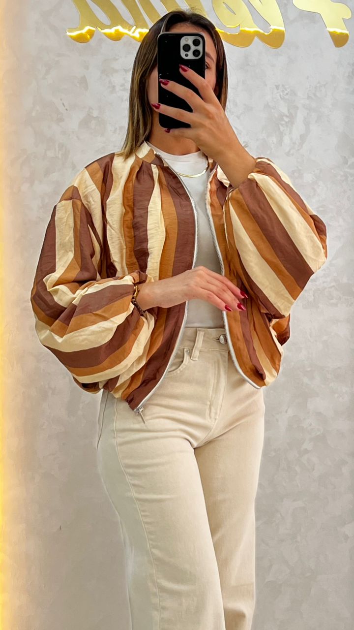 Veste coupe oversize à rayures verticales