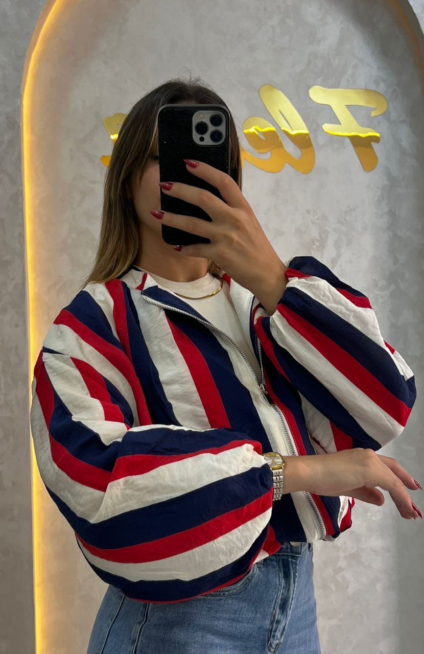 Veste coupe oversize à rayures verticales