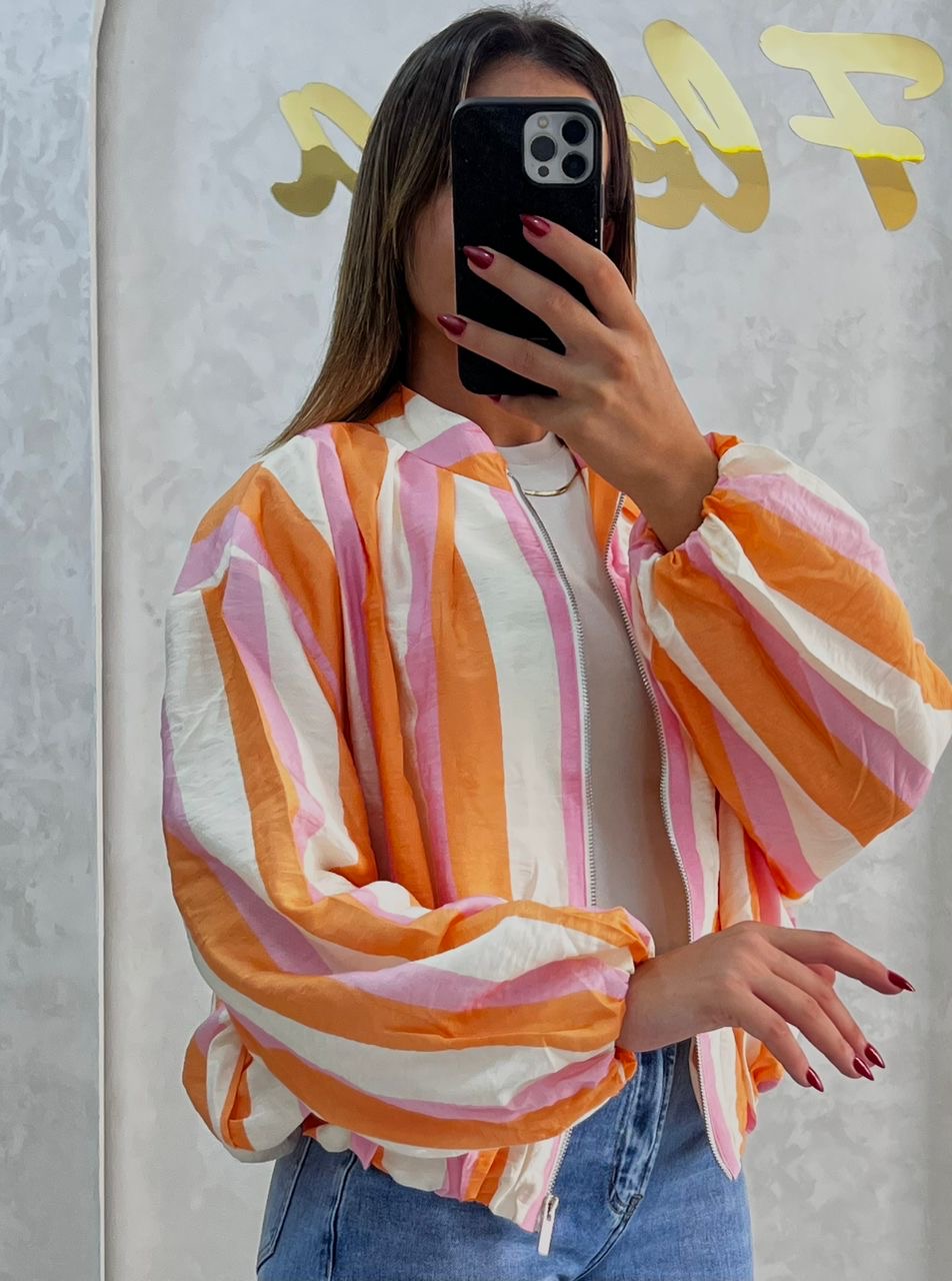 Veste coupe oversize à rayures verticales