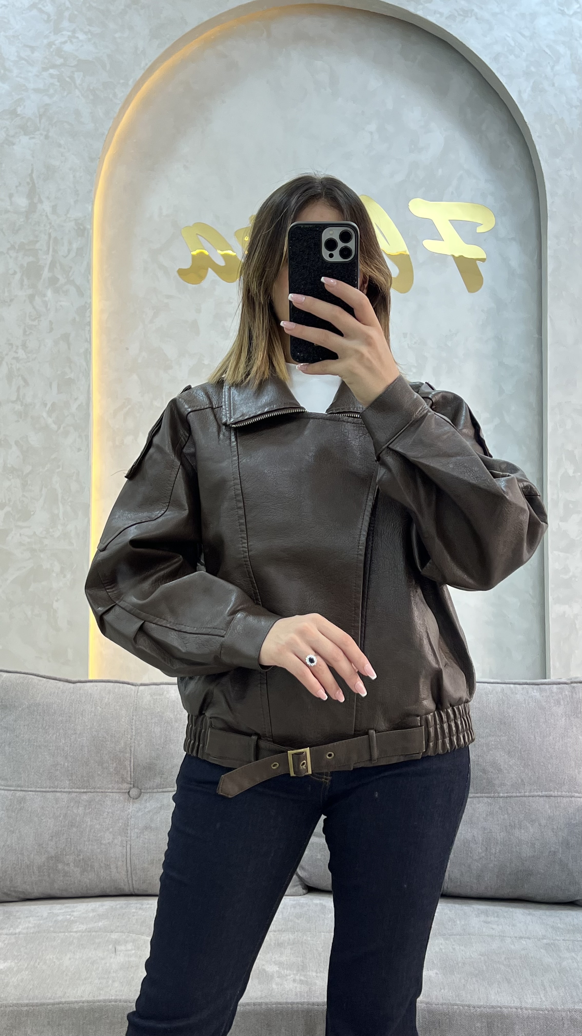 Veste cuir oversize