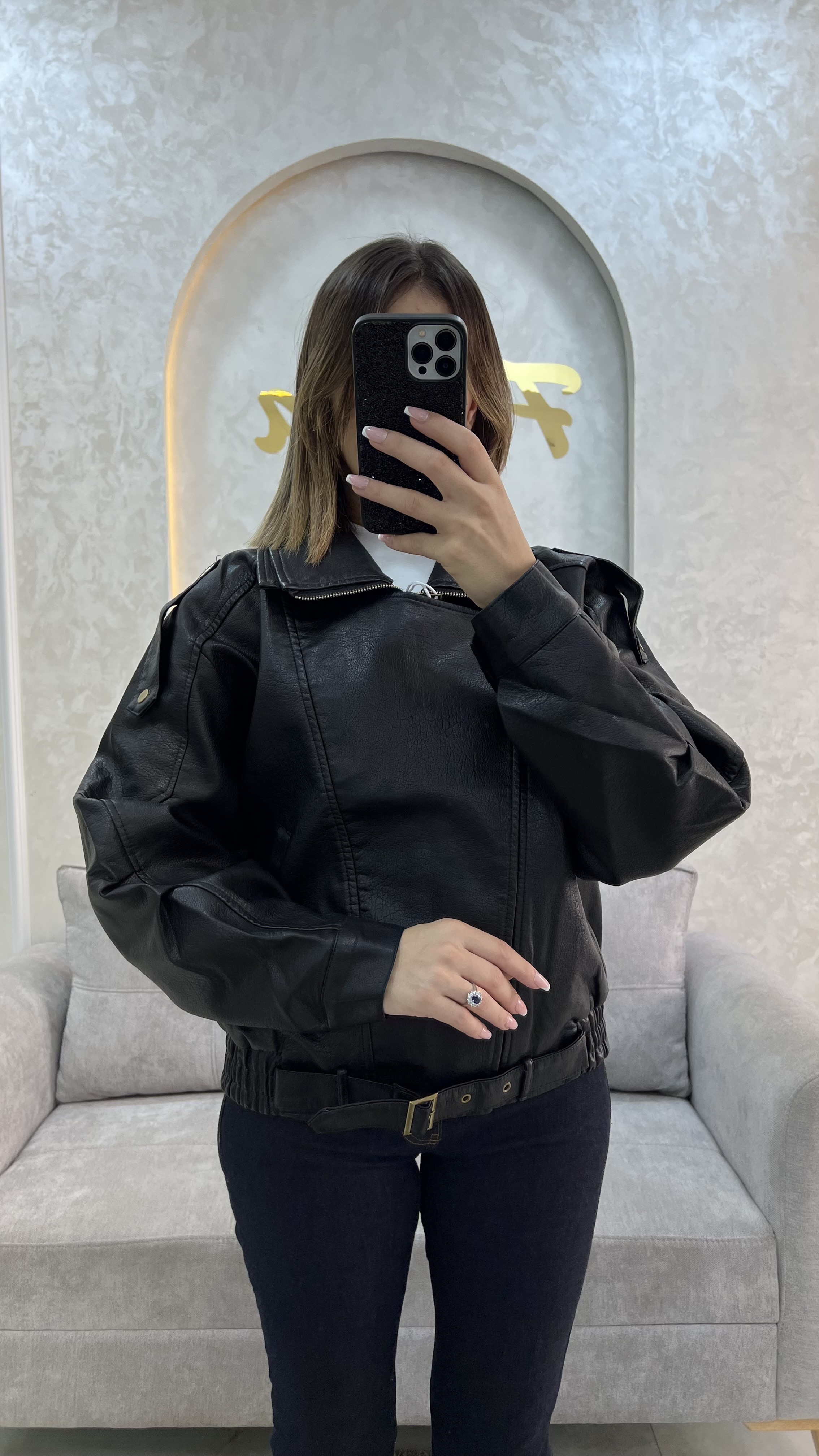 Veste cuir oversize