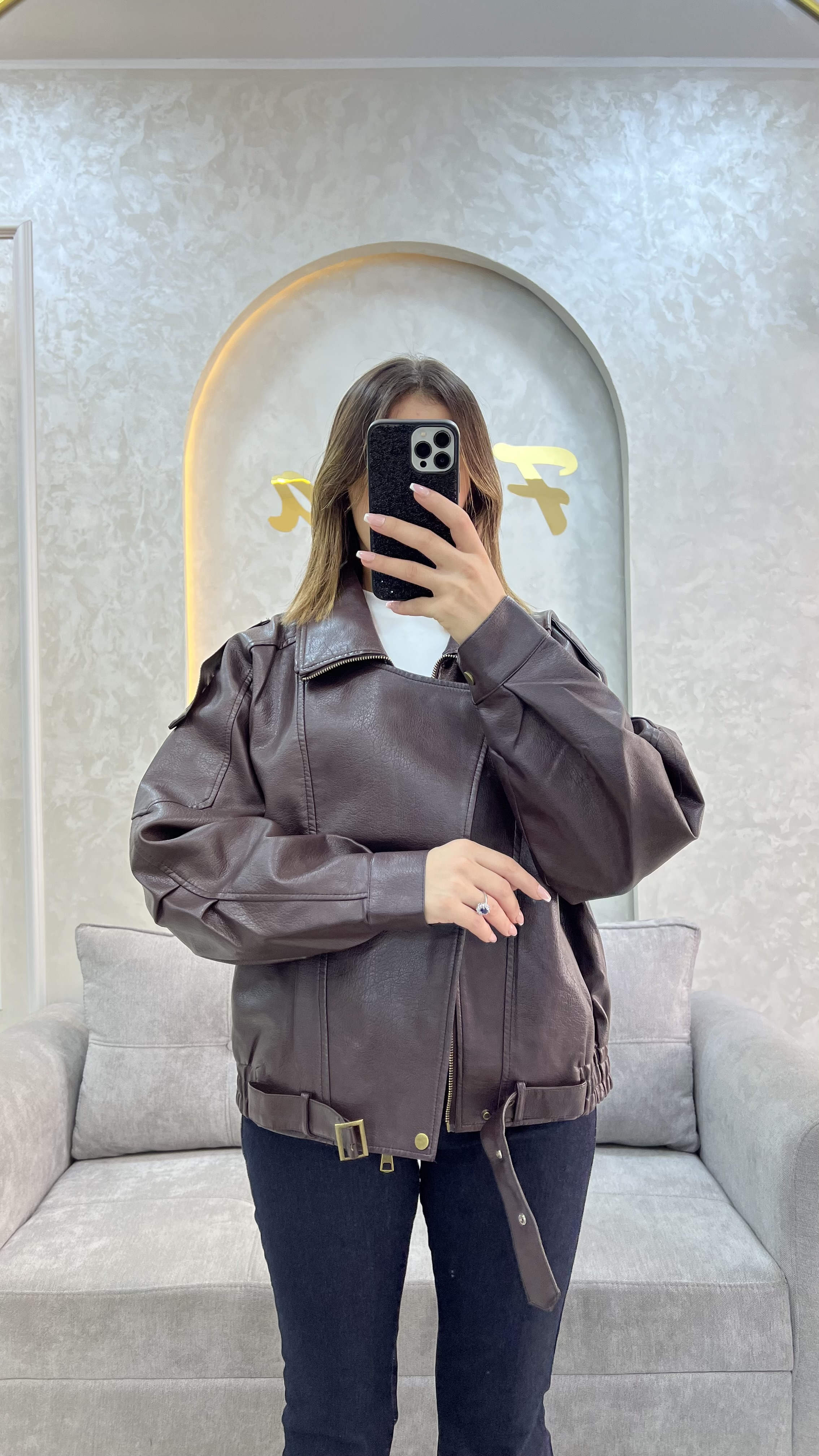 Veste cuir oversize