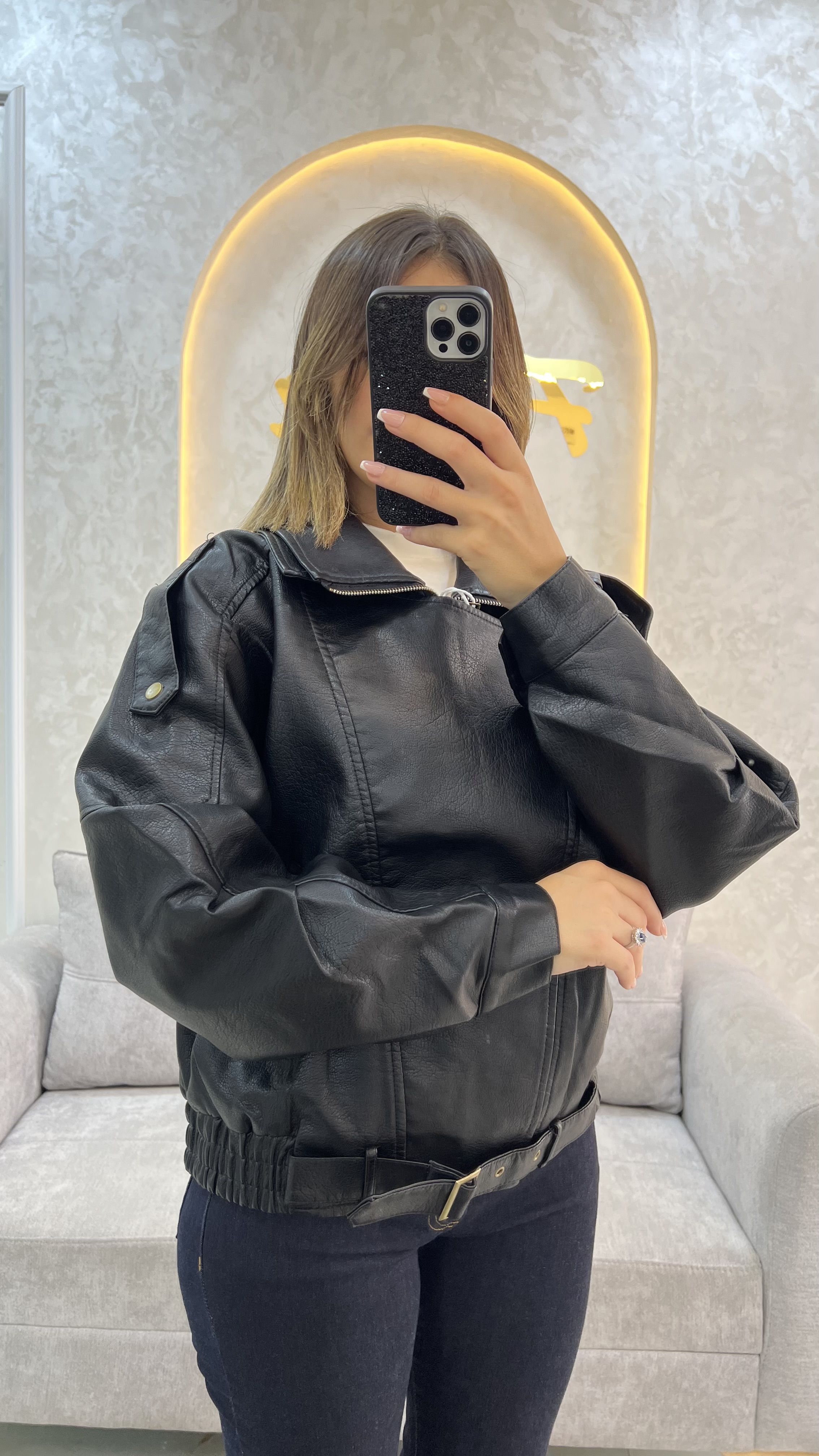 Veste cuir oversize