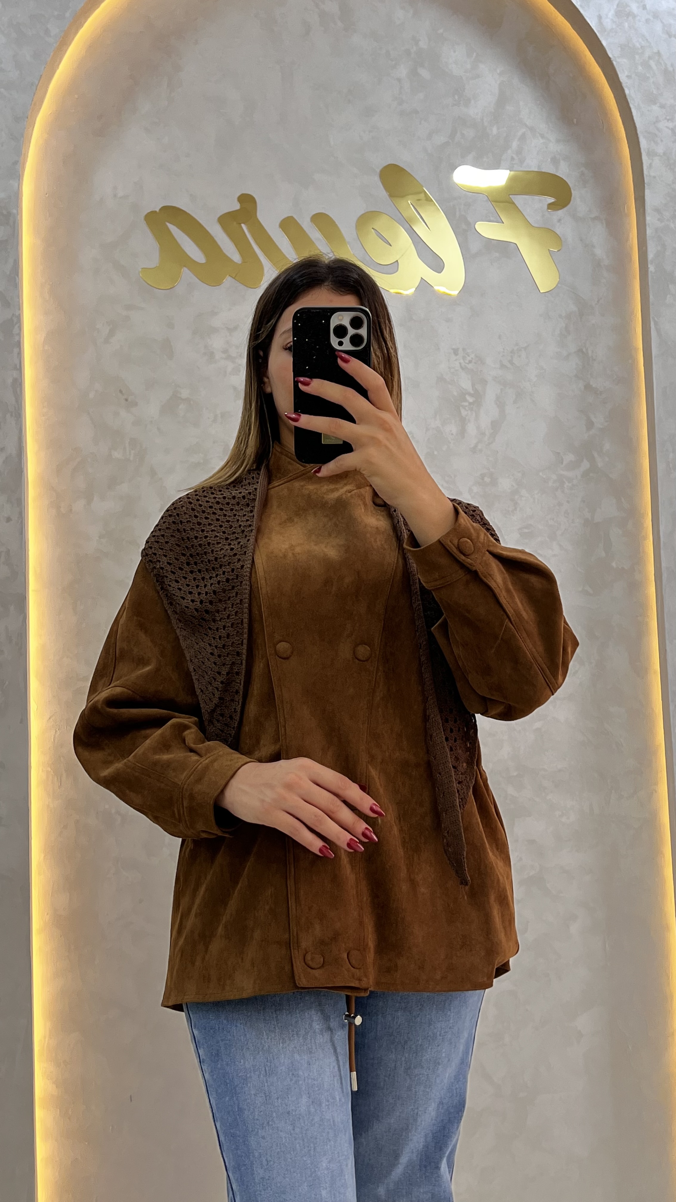 Veste Oversize Suédine Marro